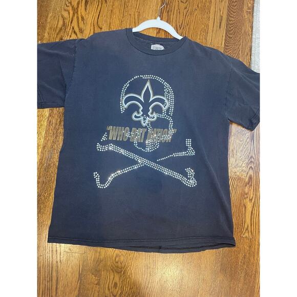 New Orleans Saints Who Dat Nation Skull NFL Jeweled‎ Oversize Tee - Picture 5 of 5